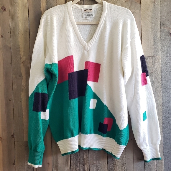 Sweaters - Vintage LaMode Sweater L Large 90's V-Neck Oversized